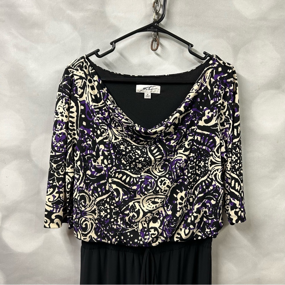 Soho Purple, Black And Cream Jumpsuit In‎ Size Medium